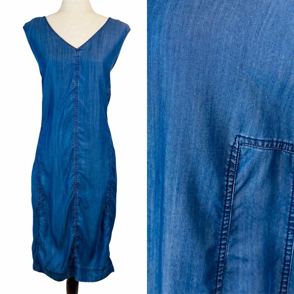 EUC Catherine’s V-neck Midi Length Denim Dress